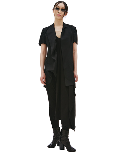 Yohji Yamamoto Asymmetric Short-sleeved Jacket In Black