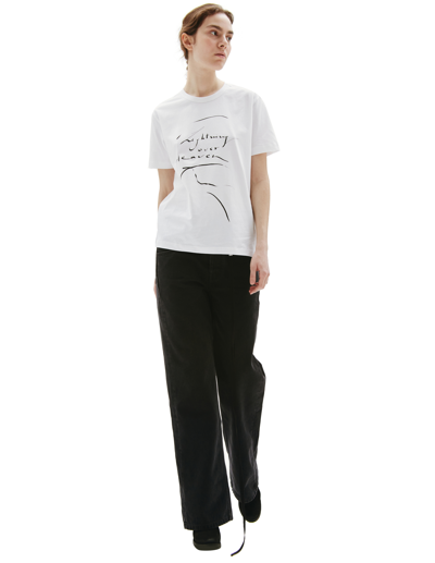 Ann Demeulemeester Printed Cotton Jersey T-shirt In White