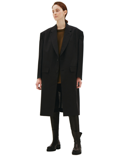 Junya Watanabe Oversized Stripe Coat In Black