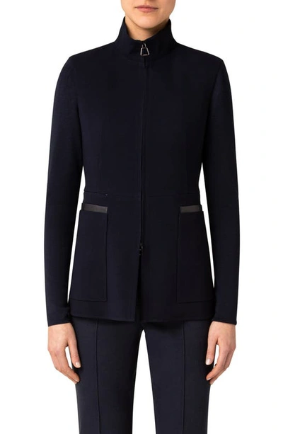 Akris Lyskamm Double Face Wool Blend Jacket In 079 Navy