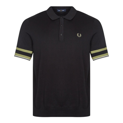 Fred Perry Bold Cuff Knitted Polo Shirt Black