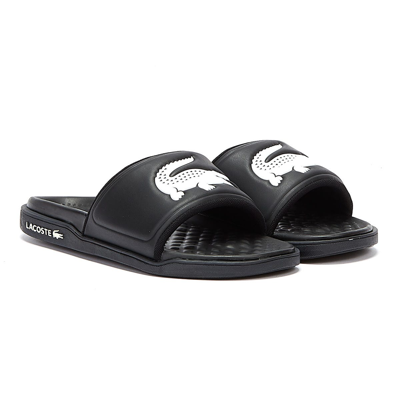 Lacoste Women's Croco Water-repellent Synthetic Slide Sandals From Finish Line In Black