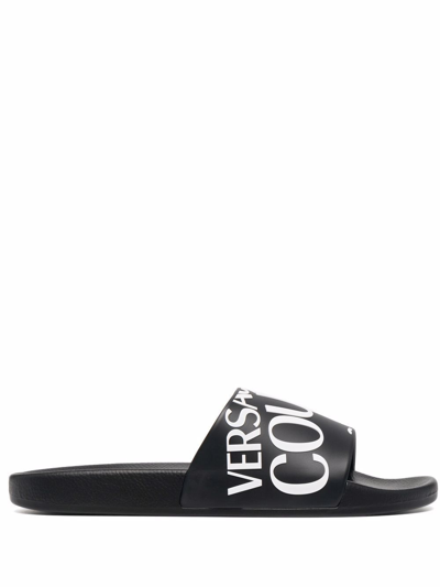 Versace Jeans Couture Versace Logo-print Slides Black