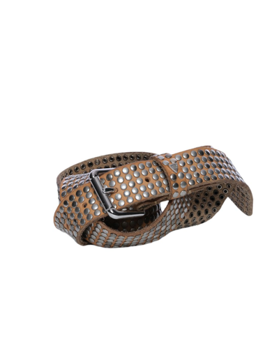 Htc Los Angeles 3.5cm 5.000 Studs Leather Belt In Brown
