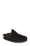 Birkenstock Boston Genuine Shearling Lined Clog In Black