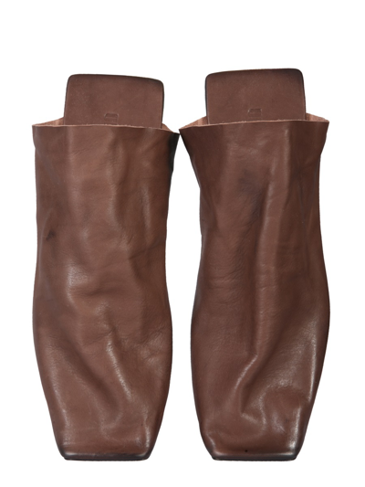 Uma Wang Square Toe Mules In Brown