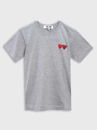 Comme Des Garçons Play T-shirt Double Heart In Grey