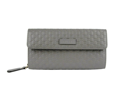 Gucci Women's Graphite Gray Leather Microssima Continental Zip Wallet 449364 1226 In Graphite Grey