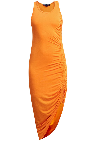 Veronica Beard Haylee Ruched Jersey Midi Dress In Orange