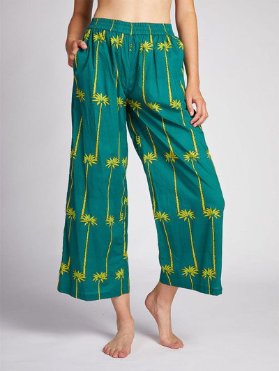 Nimo With Love Green Palm Trousers In Blue,green