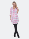 White Mark Women's Piper Stretchy Plaid Tunic In Pink White