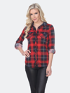 White Mark Oakley Stretchy Plaid Top In Red