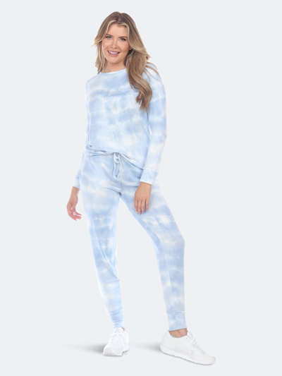 White Mark Plus Size Lounge Set, 2-piece In Blue