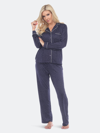 White Mark Women's Plus Size Pajama Set, 3 Piece In Navy