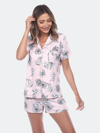 White Mark Women's Short Sleeve Floral Pajama Set, 2-piece In Pink