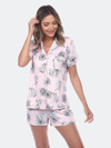 White Mark Women's Short Sleeve Floral Pajama Set, 2-piece In Rose