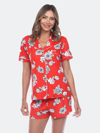 White Mark Women's Short Sleeve Floral Pajama Set, 2-piece In Red