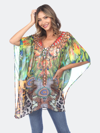 White Mark Animal Print Caftan With Tie-up Neckline In Orange