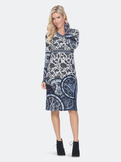 White Mark Naarah Embroidered Sweater Dress In Blue