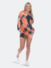 White Mark Tie Dye Lounge Top & Shorts Set In Black