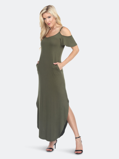 White Mark Womens Cold Shoulder Long Maxi Dress In Green