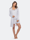 White Mark 3 Piece Striped Pajama & Robe Set In Grey