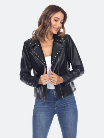 White Mark Plus Size Faux Leather Jacket In Black