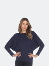 White Mark Banded Dolman Top In Blue