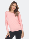 White Mark Banded Dolman Top In Pink