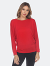 White Mark Banded Dolman Top In Red