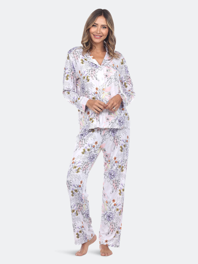 White Mark Plus Size Long Sleeve Floral Pajama Set, 2-piece In Gray Flower
