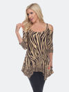 White Mark Women's Maternity Plus Size Printed Cold Shoulder Tunic Top In Black/brown
