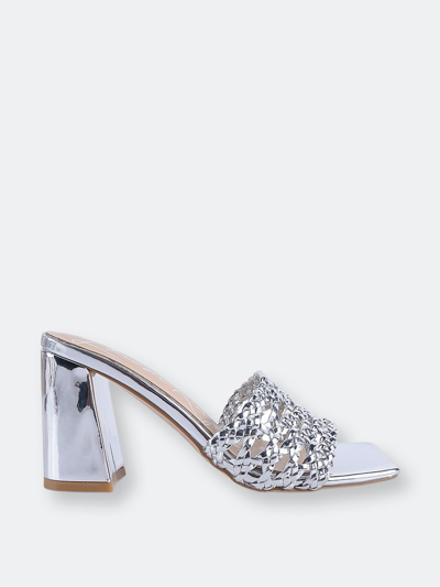 London Rag Adorbs Braided Straps Slider Sandals In Silver