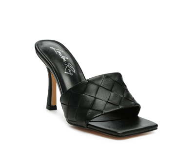 London Rag Carmen High Heeled Woven Square Toe Sandal In Black