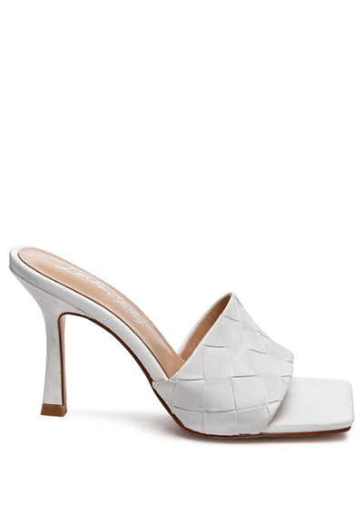 London Rag Carmen High Heeled Woven Square Toe Sandal In White