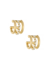 Ettika Thick Crystal Accent 18k Gold Plated Huggie Earrings
