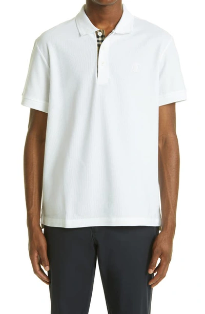 Burberry Monogram Motif Cotton-piqué Polo Shirt In White