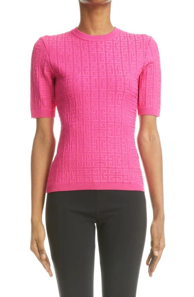 Givenchy Monogram All Over Knit Sweater In Fuchsia