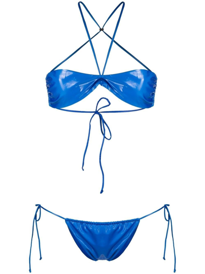 Attico Halterneck Bandeau Bikini In Blue