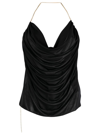 Loewe Open-back Chain-embellished Draped Silk-satin Top In Black