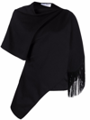 Attico Asymmetric Cotton Top In Nero