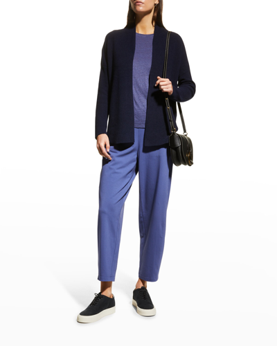 Eileen Fisher Ribbed Open-front Cardigan In Midnight