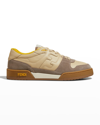 Fendi Men's Leather Ff-logo Low-top Sneakers In Dodostrawgiallo