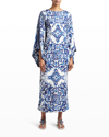 Dolce & Gabbana Scarf-print Silk Charmeuse Maxi Dress In Naturalwhi
