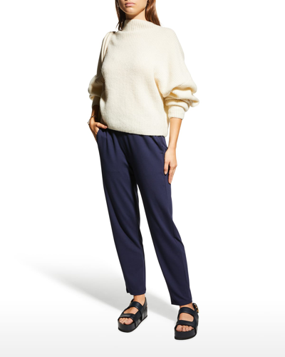 Eileen Fisher Lightweight Cropped Jersey Pants In Midnight