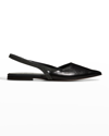 Brunello Cucinelli Leather Monili Slingback Ballerina Flats In Black