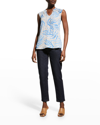 Nic + Zoe Petite Palm Dot Brushstroke-print Tank In Blue Multi