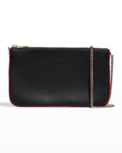 Christian Louboutin Loubila Hybrid Zip Leather Crossbody Bag In Black/loubi