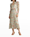 Polo Ralph Lauren Abrele Floral Long Sleeve Midi Dress In 1237 Rose Floral