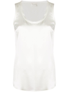 Brunello Cucinelli Stretch-silk Satin Reversible Tank Top In White